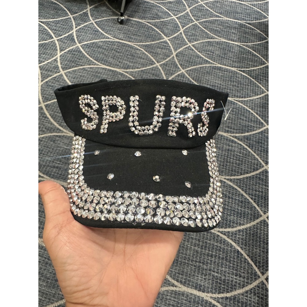 San Antonio Spurs Rhinestone Visor Black Crystal Embellished Sun Hat Womens
